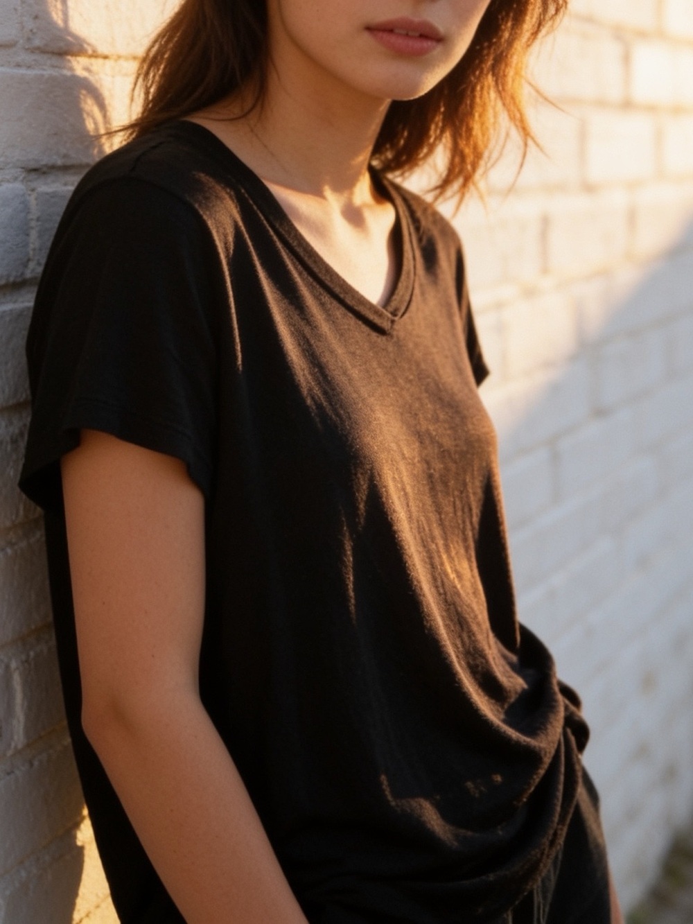 Jess Lea | Women’s Black V-Neck Tee - Super Soft Classic Everyday Top | M
